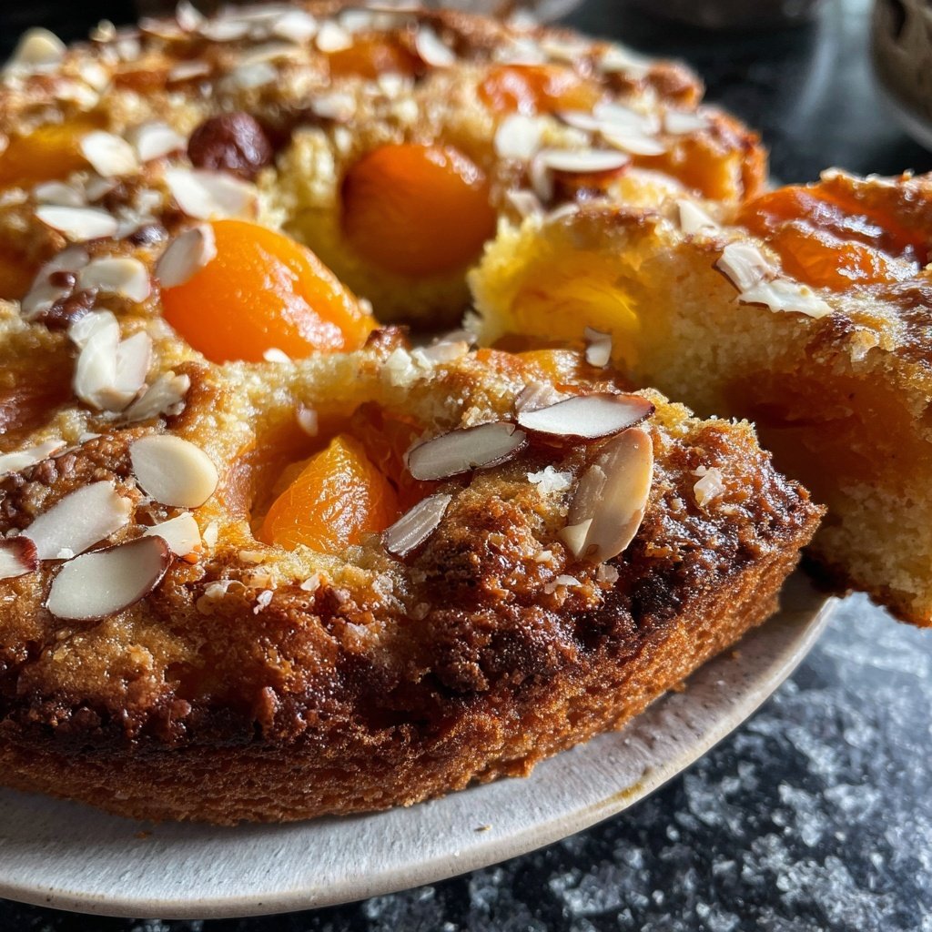 Kuchen mit Aprikosen und Mandeln