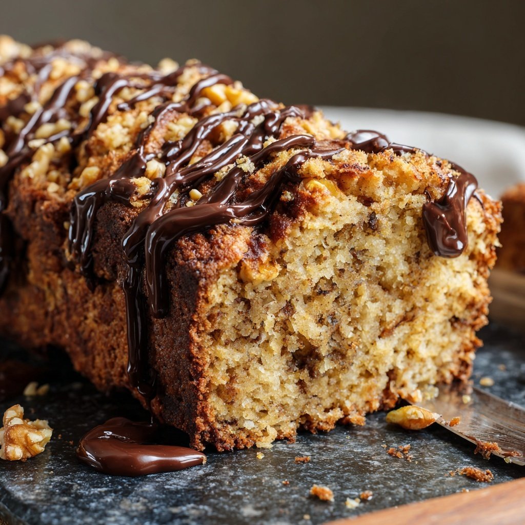 Bananenkuchen mit Zartbitterschokolade und Nüssen