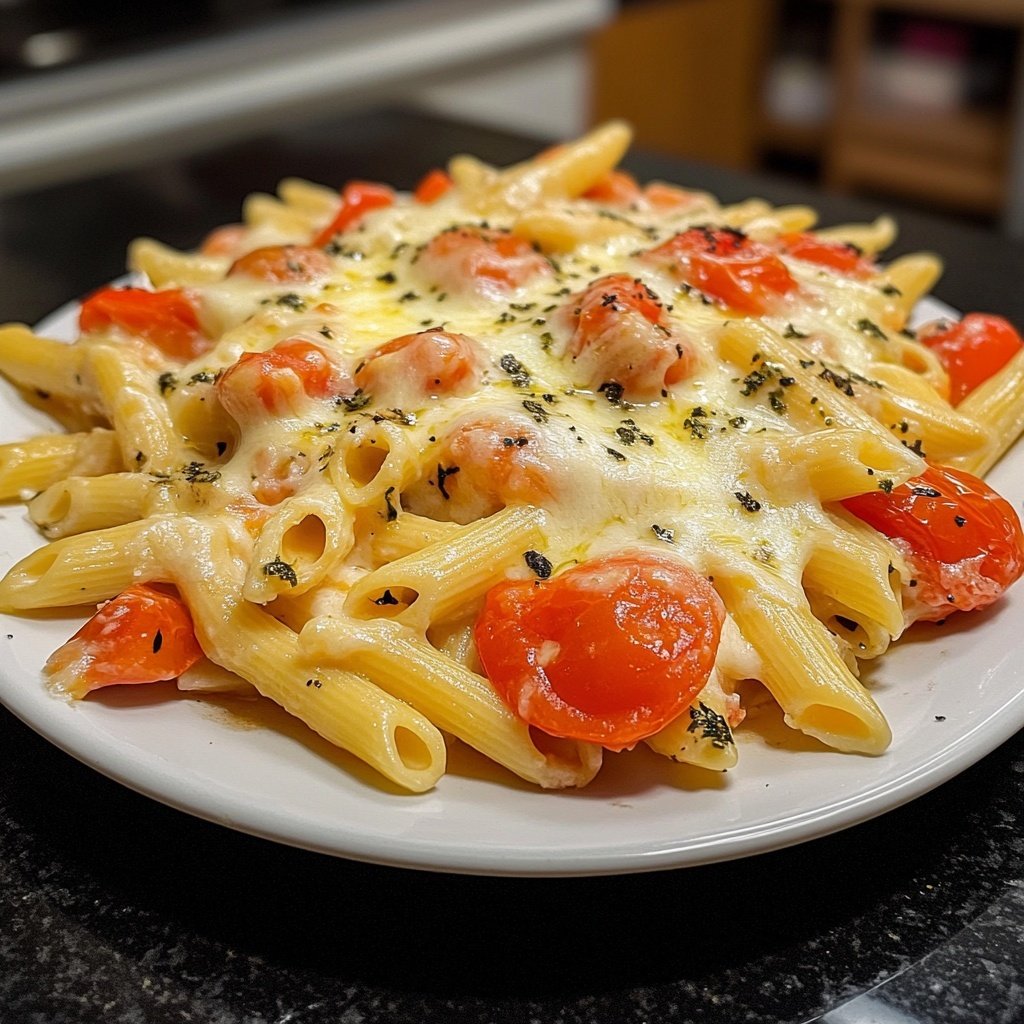 Penne mit Tomaten und Mozzarella