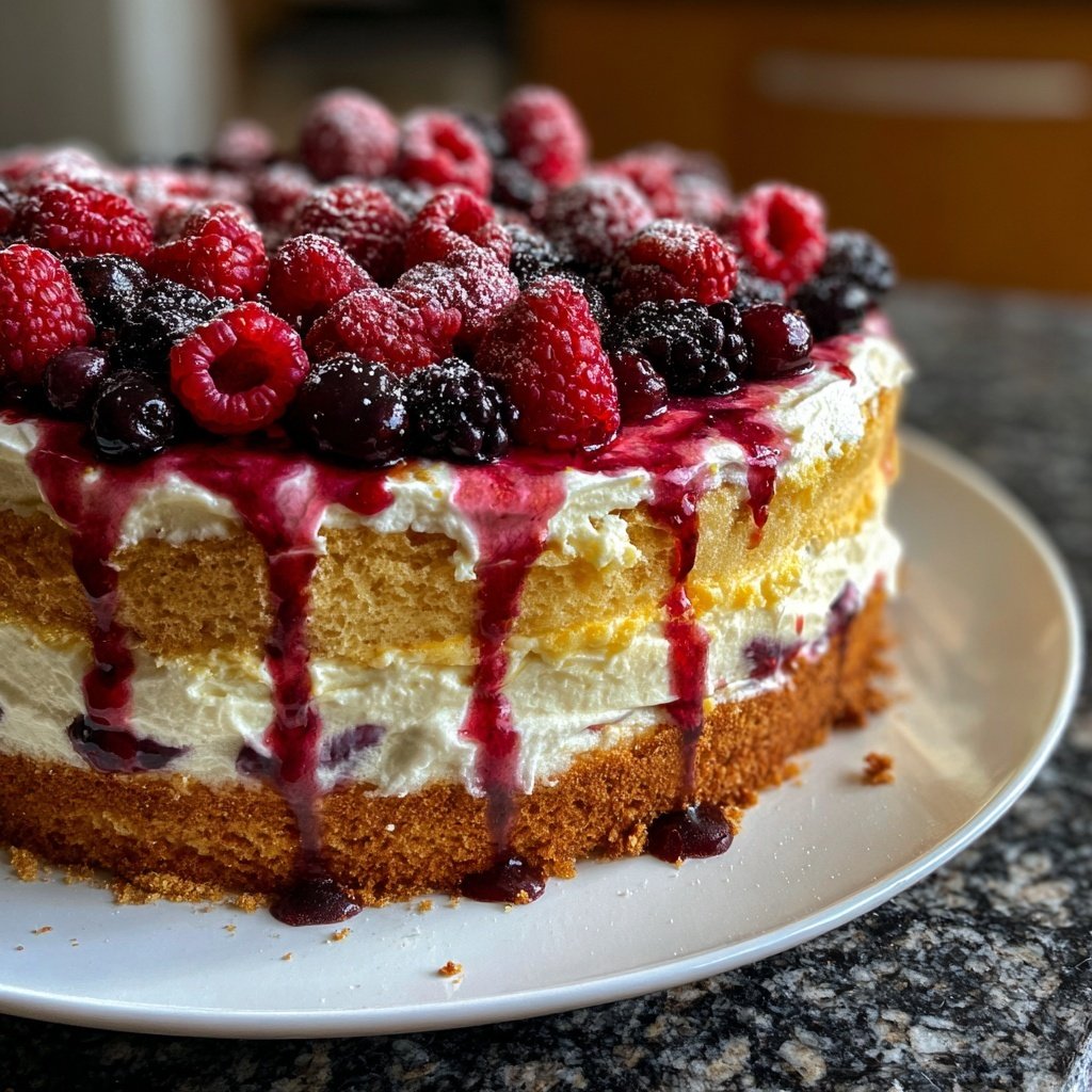 Geburtstagskuchen mit Beerencreme