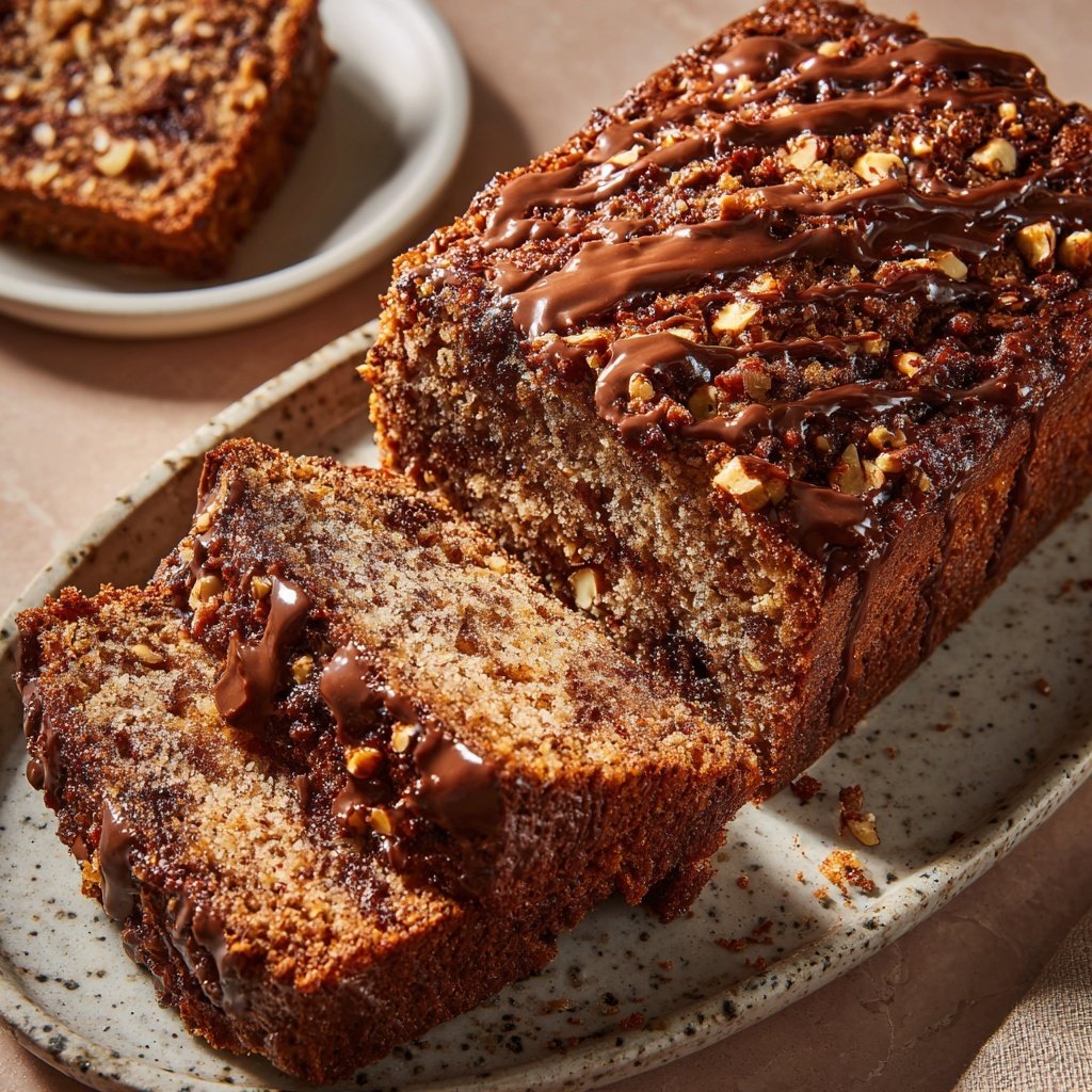 Bananenbrot mit Kakao und Haselnüssen