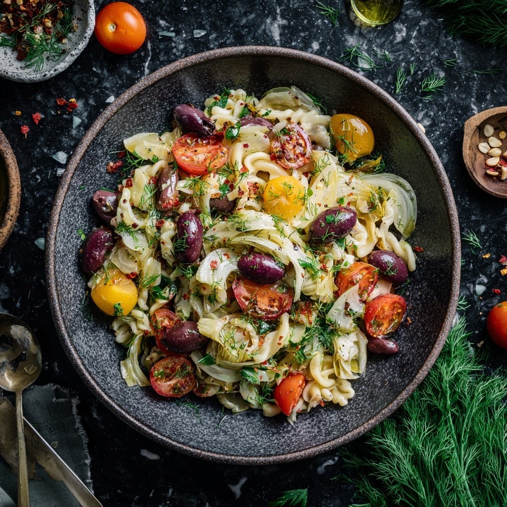 Mediterraner Nudelsalat Mit Fenchel