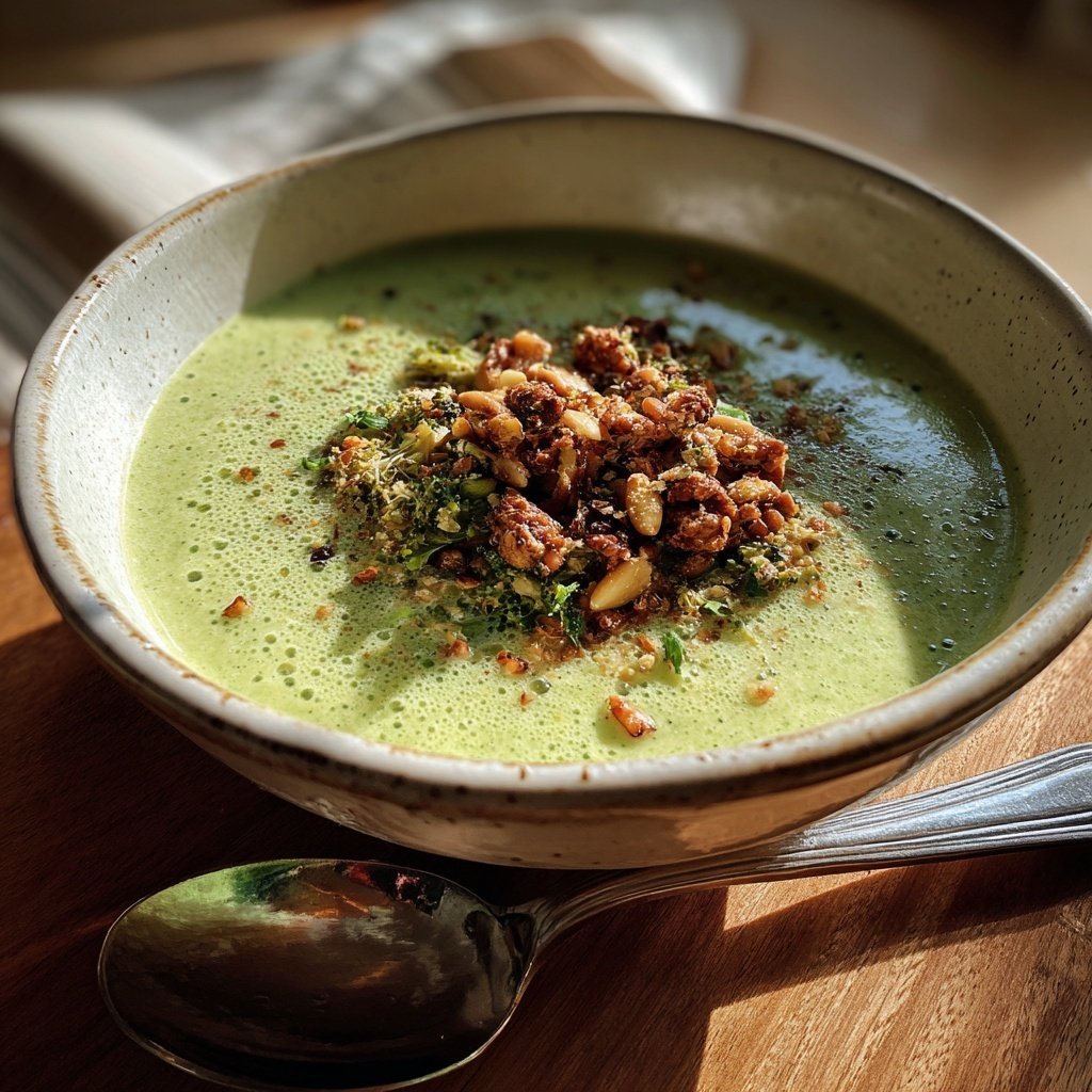 Brokkoli Suppe Mit Gerösteten Pinienkernen