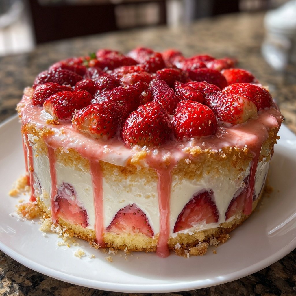 Geburtstagskuchen mit Erdbeercreme