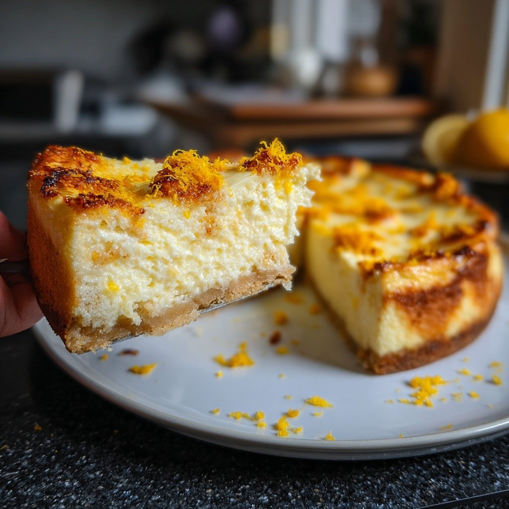Käsekuchen mit Zitronenabrieb und Quark
