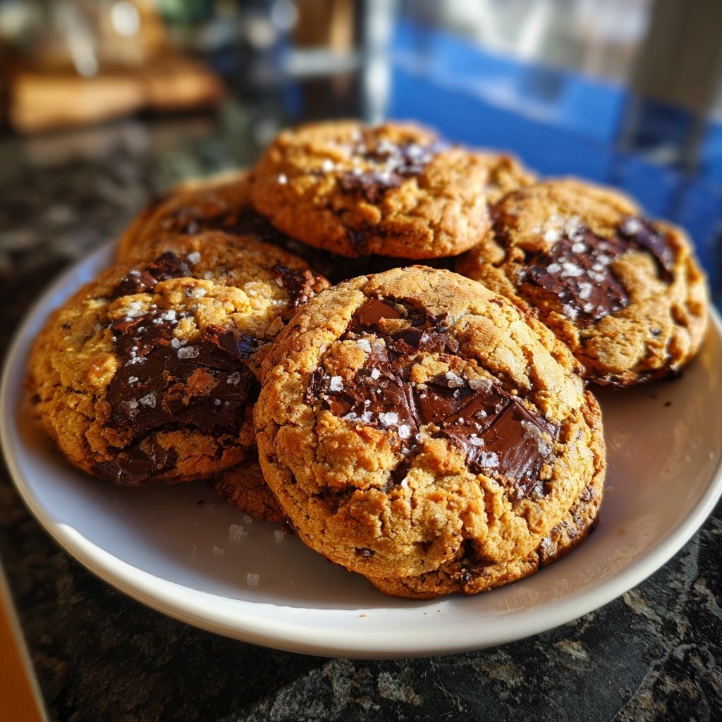 Cookies mit dunkler Schokolade und Meersalz