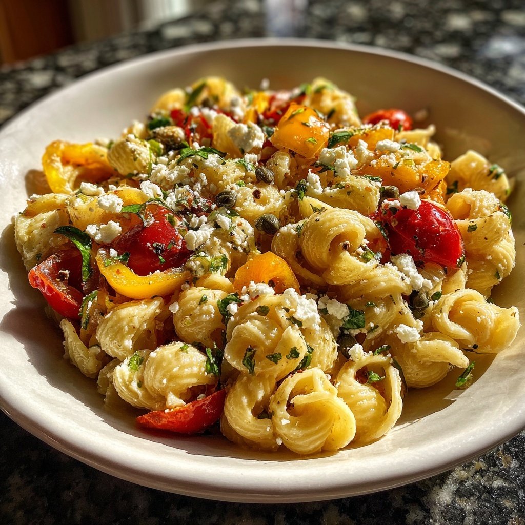Mediterraner Nudelsalat Mit Kapern